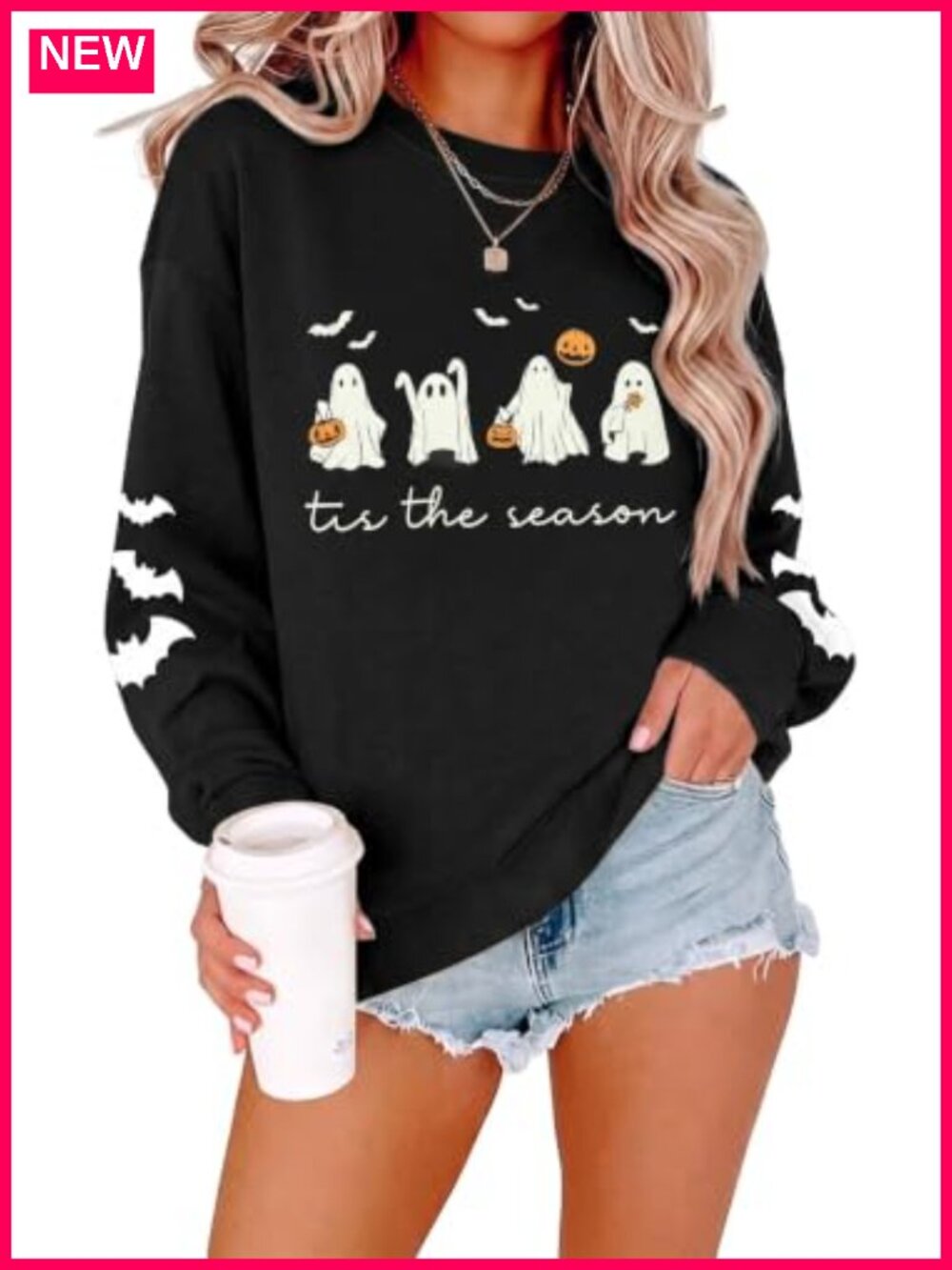 Halloween Sweatshirt Women Ghost Pumpkin Crewneck Long Sleeve Pullover